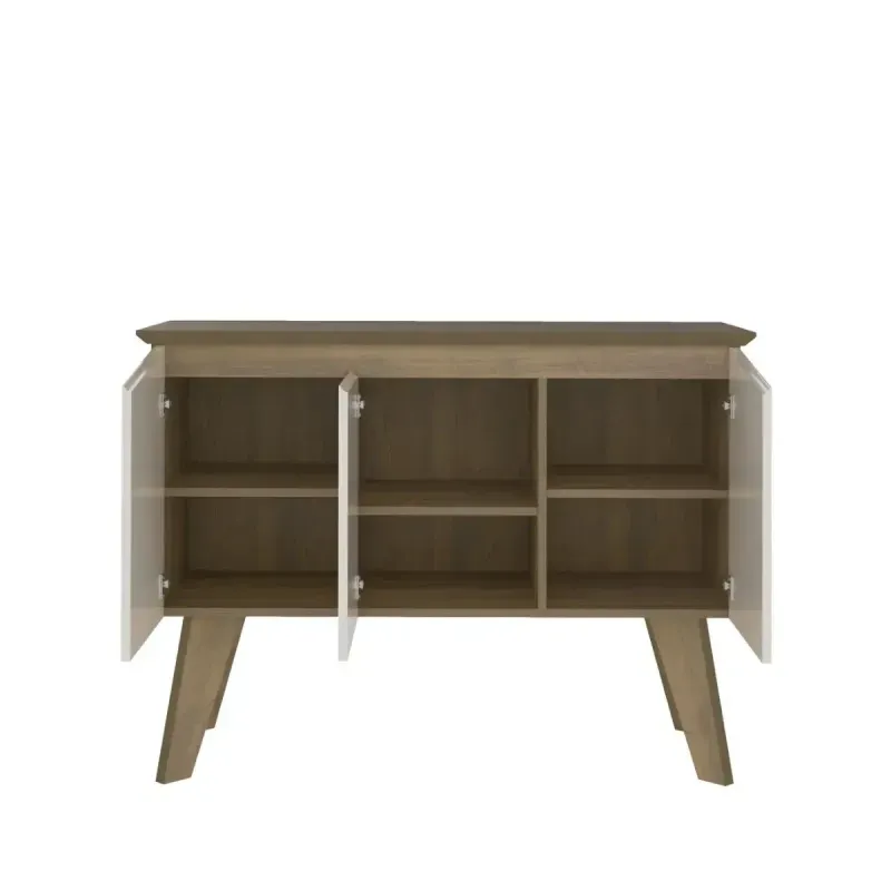 Aparador Credenza Bertolini Oasis con 3 puertas 6 nichos color Pino Off White