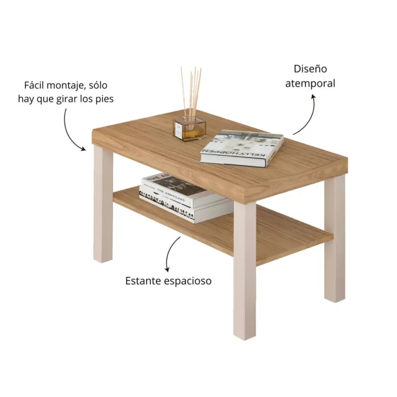 Beneficios de una Mesa de Centro Moderna Bertolini UP Mesa Auxiliar Para Sala color Roble Off White
