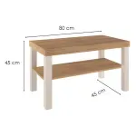 Medidas de una Mesa de Centro Moderna Bertolini UP Mesa Auxiliar Para Sala color Roble Off White