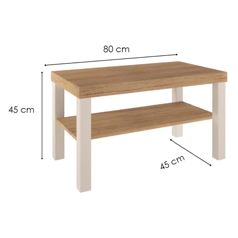 Medidas de una Mesa de Centro Moderna Bertolini UP Mesa Auxiliar Para Sala color Roble Off White