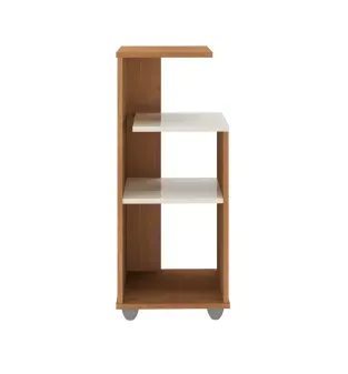 Mesa Lateral Auxiliar Bertolini Bis con 3 Estantes Cerezo Off White