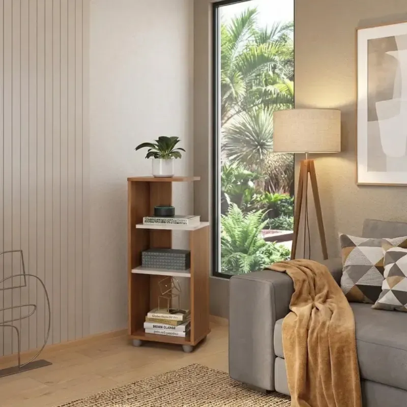 Mesa Auxiliar Bertolini Bis Mesa Auxiliar para Sala con 3 Estantes color Cerezo Off White
