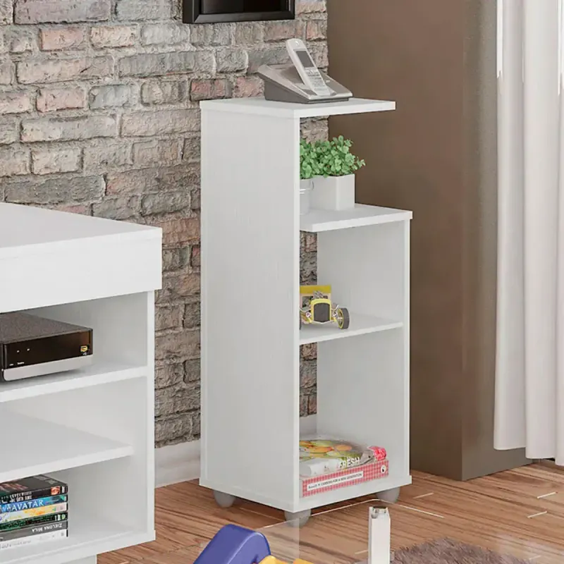 Mesa Auxiliar Bertolini Bis Mesa Auxiliar para Sala con 3 Estantes color Blanco