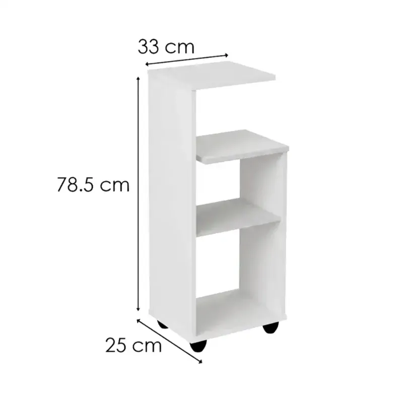 Medidas de una Mesa Lateral Auxiliar Bertolini Bis Mesa Auxiliar para Sala con 3 Estantes color Blanco