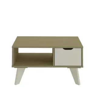 Mesa de Centro Moderna Bertolini VIP con 1 cajón 1 nicho color Mezcla Off White