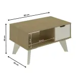 Medidas de una Mesa de Centro Moderna Bertolini VIP Mesa Auxiliar para sala con 1 cajón 1 nicho color Mezcla Off White