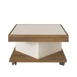 Mesa de Centro Moderna Bertolini Sahara para Sala color Pino Con Off White