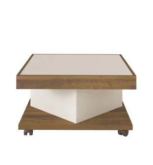 Mesa de Centro Moderna Bertolini Sahara color Pino Con Off White