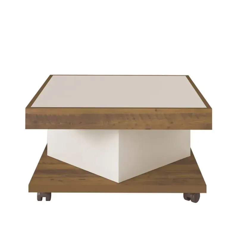 Mesa de Centro Moderna Bertolini Sahara para Sala color Pino Con Off White