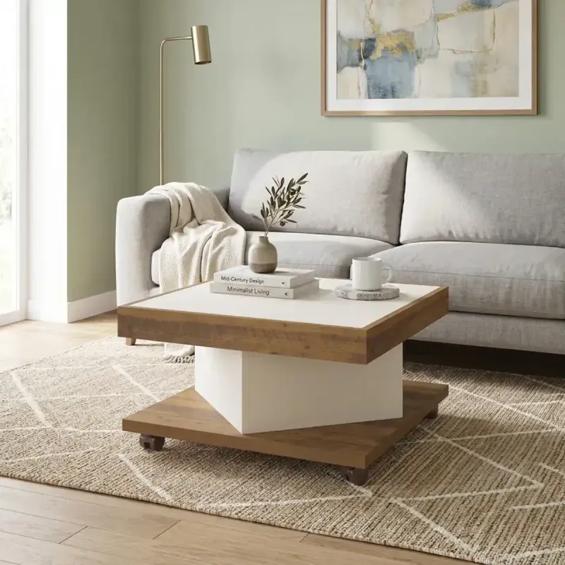 Mesa de Centro Bertolini Sahara para Sala color Pino Con Off White