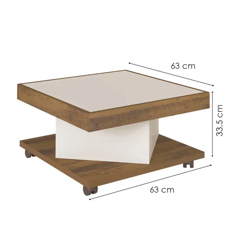 Medidas de una Mesa de Centro Moderna Bertolini Sahara para Sala color Pino Con Off White