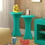 Juego de 2 Mesas Laterales Bertolini Luck Redondas color Turquesa