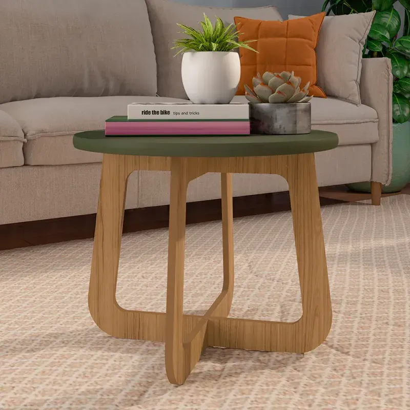 Mesa de Centro Bertolini Jasmin Mesita Auxiliar Para Sala color Verde Roble