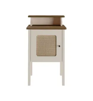 Mesa Lateral Auxiliar Bertolini Charlotte 1 Puerta color Off White Pino