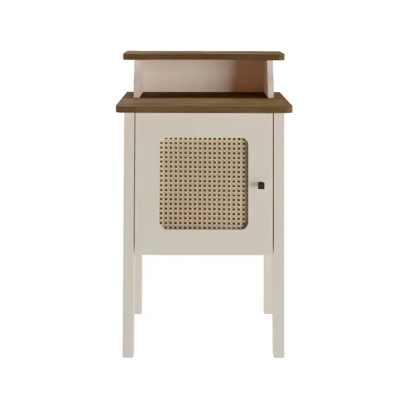 Mesa Lateral Auxiliar Moderna Bertolini Charlotte para Sala con 1 Puerta color Off White Pino