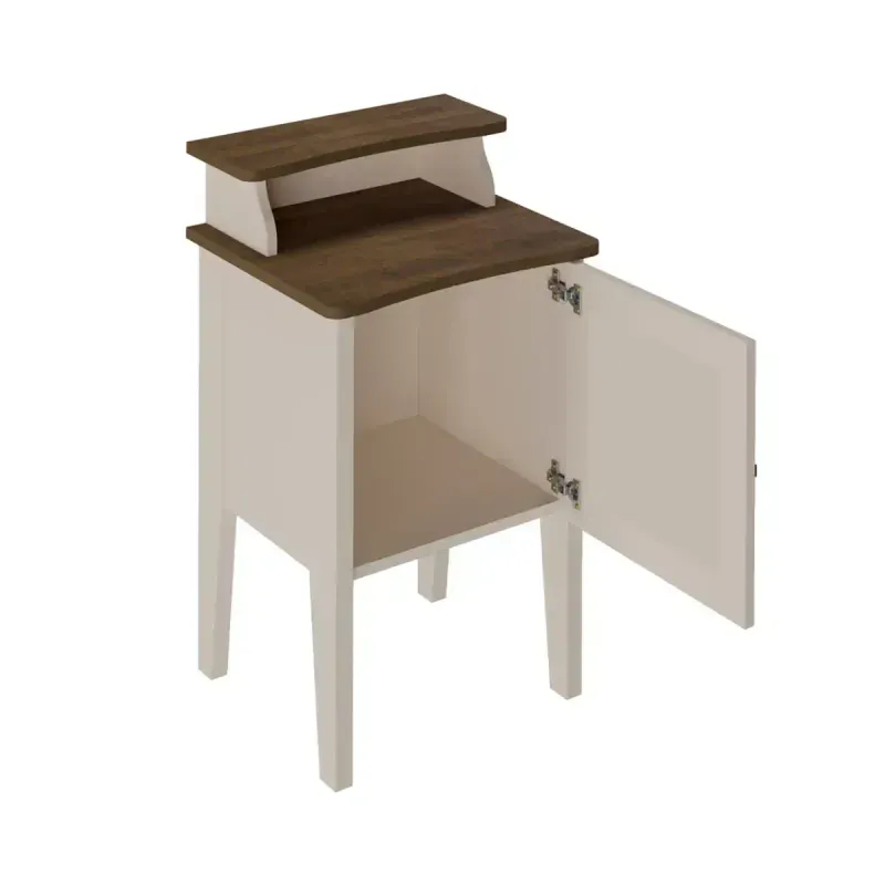 Mesa Lateral Moderna Bertolini Charlotte para Sala con 1 Puerta color Off White Pino