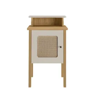 Mesa Lateral Auxiliar Bertolini Charlotte 1 Puerta color Roble Off White