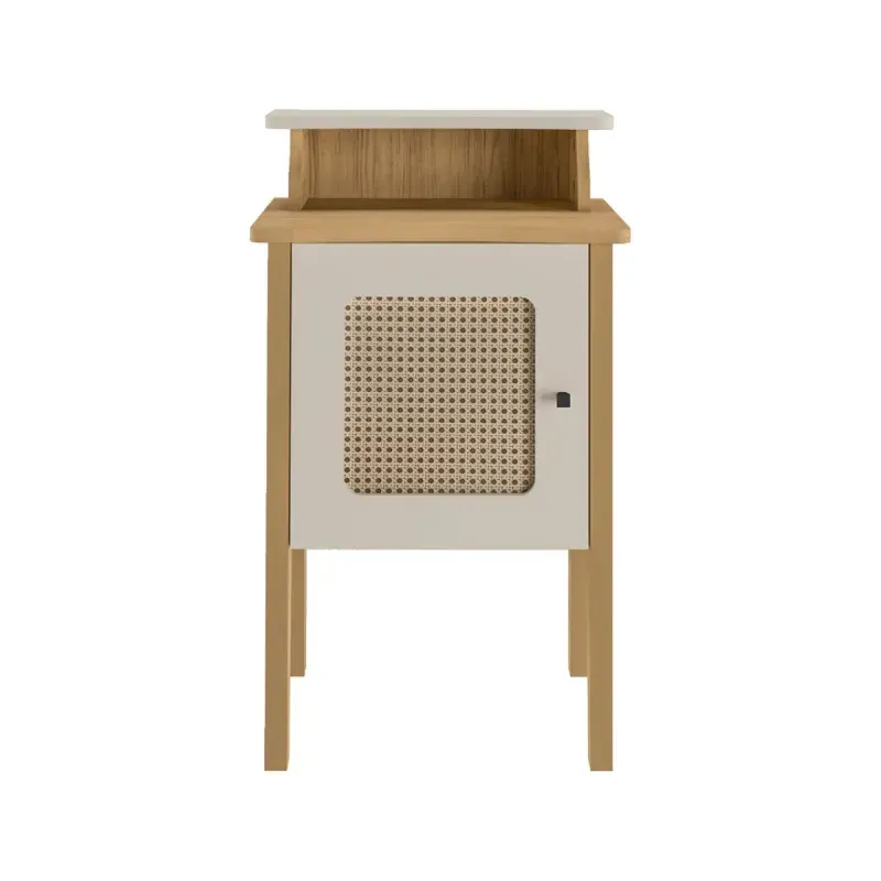 Mesa Lateral Auxiliar Moderna Bertolini Charlotte para Sala con 1 Puerta color Roble Off White