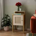 Mesa Auxiliar Moderna Bertolini Charlotte para Sala con 1 Puerta color Roble Off White