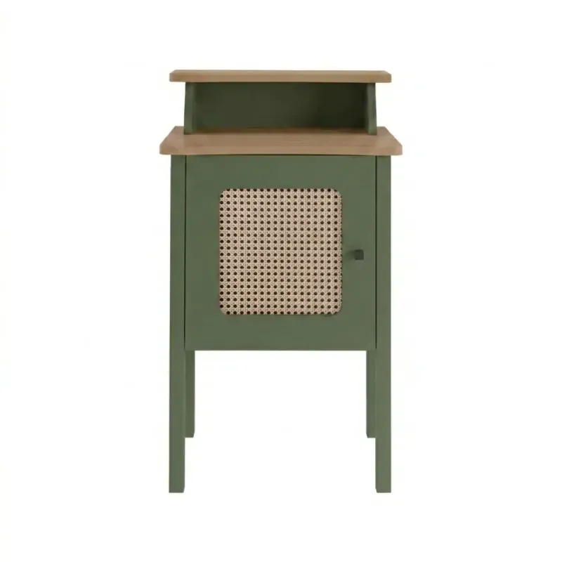 Mesa Lateral Auxiliar Moderna Bertolini Charlotte para Sala con 1 Puerta color Verde Roble