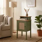 Mesa Lateral Auxiliar Bertolini Charlotte para Sala con 1 Puerta color Verde Roble