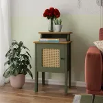 Mesa Auxiliar Moderna Bertolini Charlotte para Sala con 1 Puerta color Verde Roble