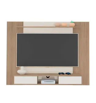 Panel para TV Flotante Bertolini Nevada hasta 75", 2 Cajones color Roble Off White