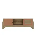 Mueble Mesa para TV Bertolini Nature Hasta 75 Pulgadas con 2 Cajones 1 Puerta color Roble Terracota