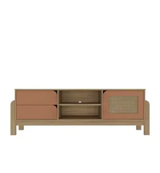 Mueble Mesa para TV Bertolini Nature Hasta 75" 2 Cajones 1 Puerta color Roble Terracota