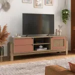 Mesa para TV Bertolini Nature Hasta 75 Pulgadas con 2 Cajones 1 Puerta color Roble Terracota