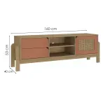 Medidas de un Mueble Mesa para TV Bertolini Nature Hasta 75 Pulgadas con 2 Cajones 1 Puerta color Roble Terracota
