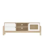 Mueble Mesa para TV Bertolini Nature Hasta 75 Pulgadas con 2 Cajones 1 Puerta color Natural Blanco