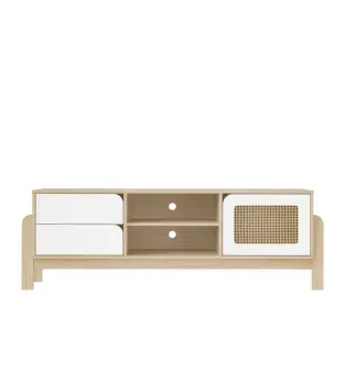 Mueble Mesa para TV Bertolini Nature Hasta 75" 2 Cajones 1 Puerta color Nature y Blanco