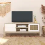Mueble para TV Bertolini Nature Hasta 75 Pulgadas con 2 Cajones 1 Puerta color Natural Blanco