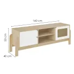 Medidas de un Mueble Mesa para TV Bertolini Nature Hasta 75 Pulgadas con 2 Cajones 1 Puerta color Natural Blanco