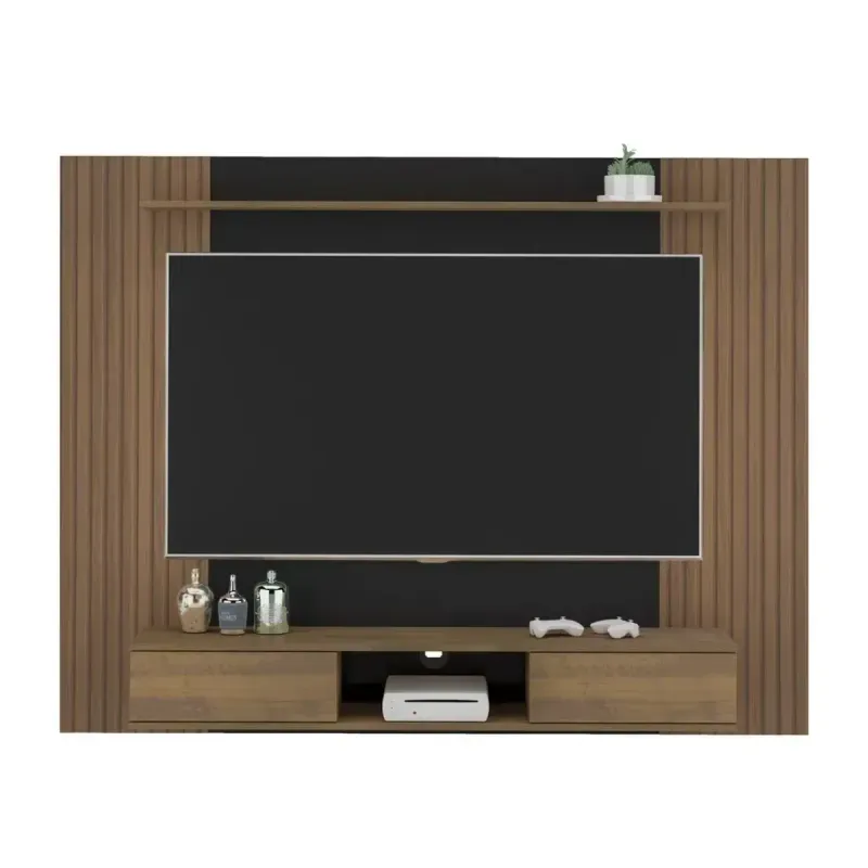 Panel para TV Flotante Bertolini Nevada hasta 75 Pulgadas 2 Cajones color Pino Negro