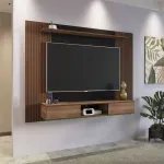Mueble para TV Flotante Bertolini Nevada hasta 75 Pulgadas 2 Cajones color Pino Negro