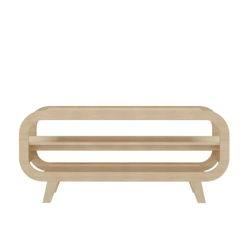 Mueble Mesa para TV Moderna Bertolini Théo Hasta 55 Pulgasdas para Sala con 2 Estantes Color Natural