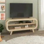 Mueble para TV Moderna Bertolini Théo Hasta 55 Pulgasdas para Sala con 2 Estantes Color Natural