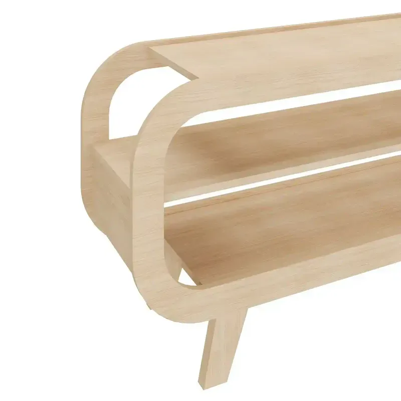 Detalle de Mueble Mesa para TV Moderna Bertolini Théo Hasta 55 Pulgasdas para Sala con 2 Estantes Color Natural