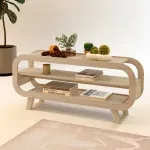 Mesa para TV Moderna Bertolini Théo Hasta 55 Pulgasdas para Sala con 2 Estantes Color Natural