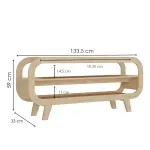 Medidas de un Mueble Mesa para TV Moderna Bertolini Théo Hasta 55 Pulgasdas para Sala con 2 Estantes Color Natural