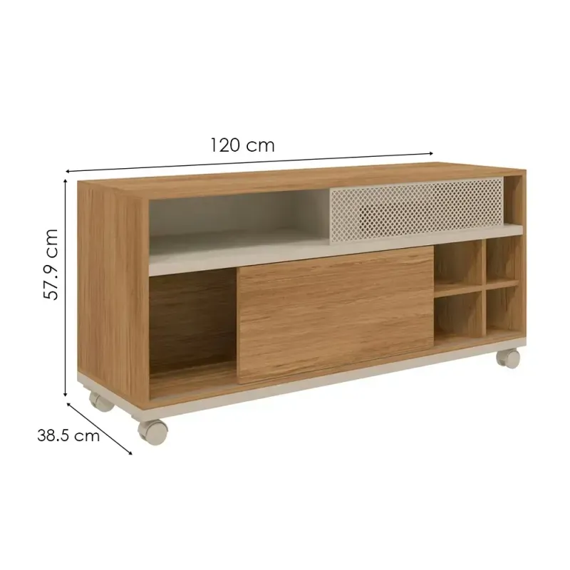 Medidas del Mueble Mesa para TV Bertolini Slide hasta 50 Pulgadas color Buriti Off White