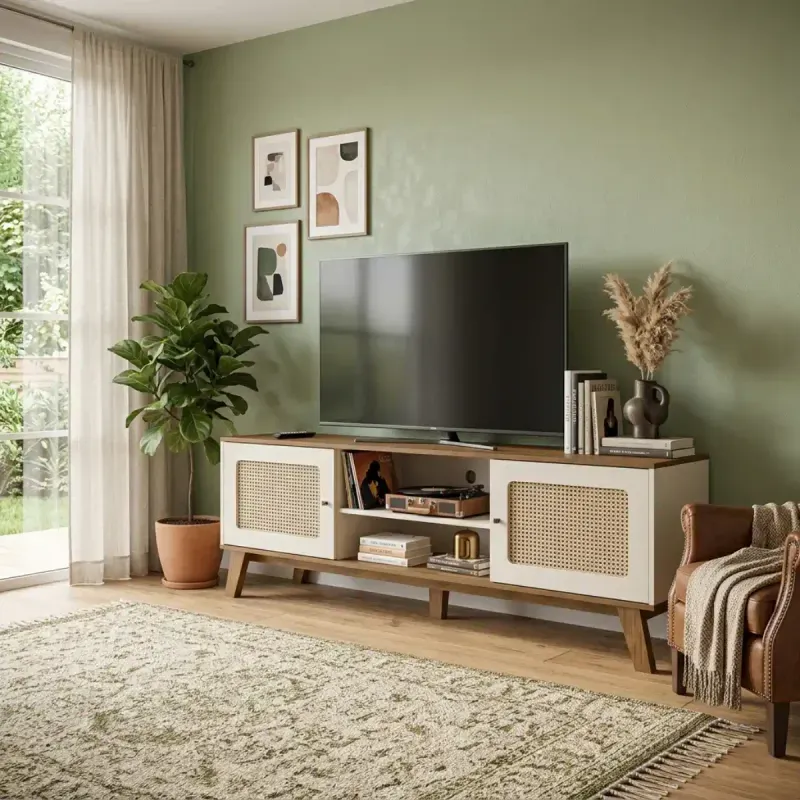 Mueble para TV Bertolini Charlotte hasta 75 Pulgadas color Pino Off White