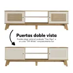 Detalle del Mueble Mesa para TV Bertolini Charlotte hasta 75 Pulgadas color Pino Off White