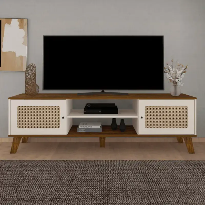 Mesa para TV Bertolini Charlotte hasta 75 Pulgadas color Pino Off White