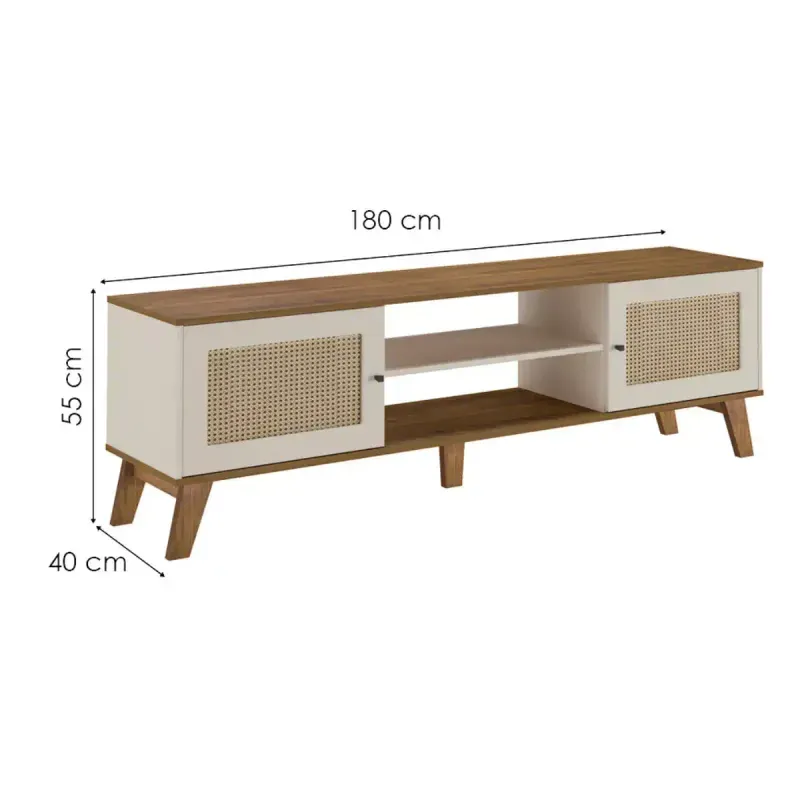 Medidas del Mueble Mesa para TV Bertolini Charlotte hasta 75 Pulgadas color Pino Off White