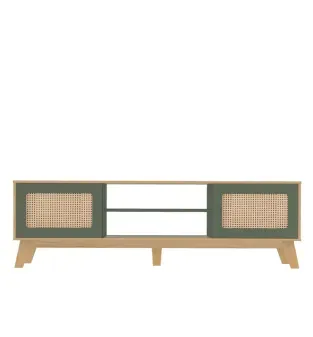 Mueble Mesa de TV Bertolini Charlotte Hasta 75" color Roble Verde