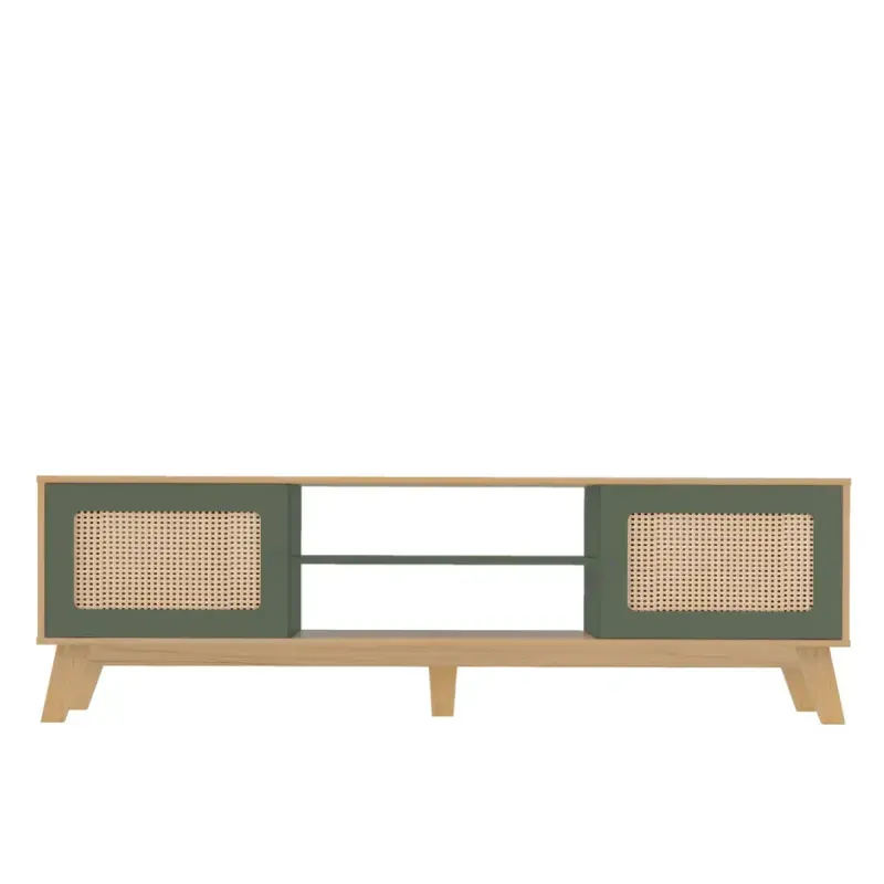 Mueble Mesa para TV Bertolini Charlotte hasta 75 Pulgadas color Roble Verde