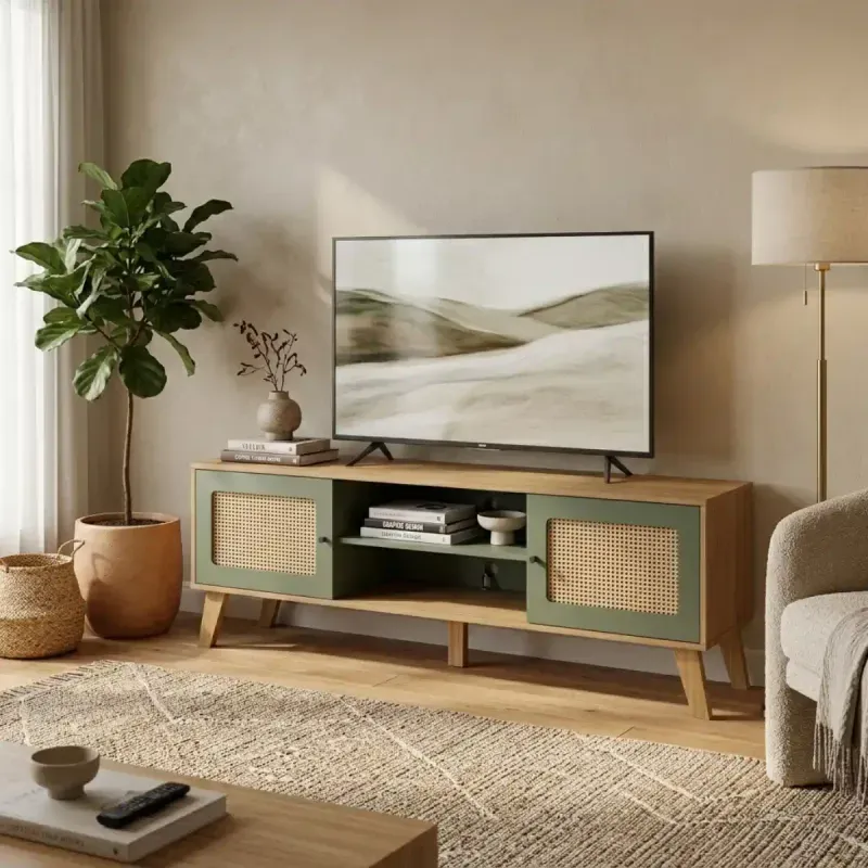 Mueble para TV Bertolini Charlotte hasta 75 Pulgadas color Roble Verde